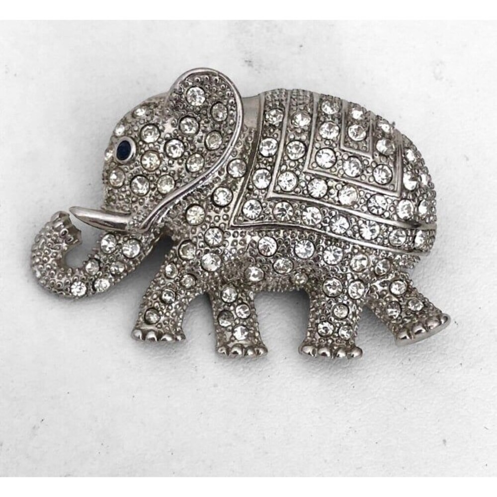 Carolee Rhinestone Elephant Brooch